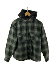 Supreme◆21AW/Hooded Flannel Zip Up Shirt/長袖シャツ/S/コットン/GRN/チェック//