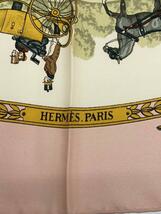 HERMES◆スカーフ/シルク/ピンク/総柄/レディース/シミ有/LA PROMENADE DE LONGCHAMPS_画像3