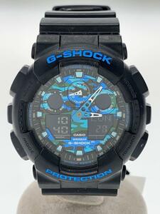 CASIO◆クォーツ腕時計・G-SHOCK/デジアナ/ラバー/BLK/BLK