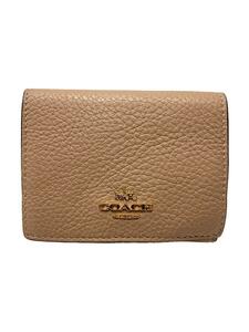 COACH◆3つ折り財布/レザー/BEG/レディース