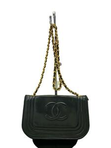 CHANEL◆チェーンショルダーバッグ/ココマーク/ラムスキン/レザー/BLK//