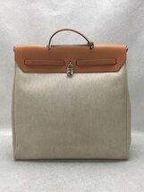 HERMES◆●エールバッグMM/トートバッグ/キャンバス×レザー/WHT/_画像4