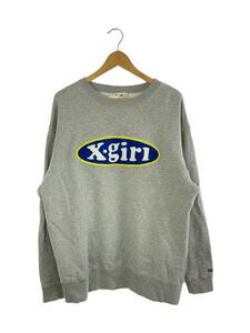 X-girl◆スウェット/L/コットン/GRY/105214012015/EMBROIDERY OVAL LOGO SWEAT