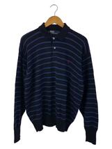 POLO RALPH LAUREN◆L/Sニットポロシャツ/XL/コットン/NVY/ボーダー_画像1