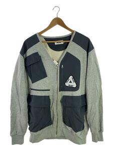 PALACE◆utility zip front panel sweat/カーディガン(厚手)/XL/コットン/GRY