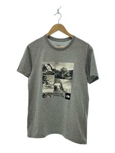 THE NORTH FACE◆S/S PHOTO LOGO TEE_ショートスリーブ フォト ロゴ ティー/L/-/GRY/無地//