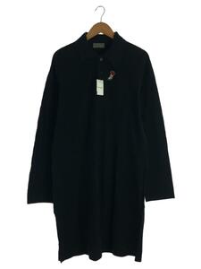 YOHJI YAMAMOTO◆シャツワンピース/3/コットン/BLK/無地/HO-T62-091/きのこワッペン//