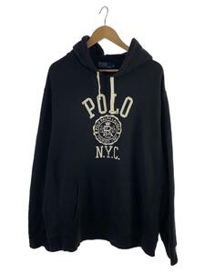 POLO RALPH LAUREN◆リバースウィーブスウェットパーカー/パーカー/XL/コットン/BLKー/色褪せ有/使用感有//