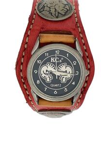 KC，s◆クォーツ腕時計/アナログ/レザー/BLK/RED