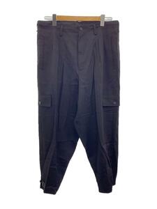 yohji yamamoto POUR HOMME◆ウールギャバカーゴロングパンツ/2/ウール/BLK/無地/HG-P58-100