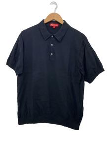 Supreme* polo-shirt /M/ cotton /BLK/ plain / hole have 