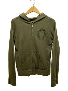 CHROME HEARTS◆Cemetery Cross Zip Hoodie/ダガージップ/ジップパーカー/S/コットン/カーキ