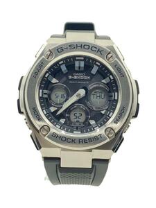 CASIO◆ソーラー腕時計・G-SHOCK/デジアナ/ラバー/BLK/BLK