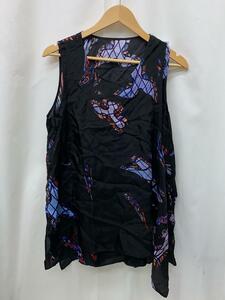 Y’s◆Layer Habutai Stained Drape Blouse総柄ノースリーブブラウスYD-B11-206