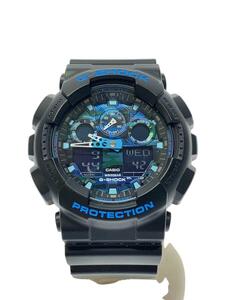 CASIO◆クォーツ腕時計/G-SHOCK/デジアナ/ブラック/ブルー/GA-100CB-1AJF/ジーショック