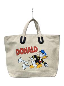 NOMADIS◆disney/DONALD/トートバッグ/キャンバス/WHT