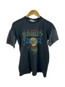 HARLEY DAVIDSON◆Vintage/80s/プリントTシャツ/パキ綿/2トーン/SIZE:XL/コットン/ブラック