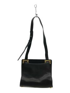 CELINE◆OLD レザーショルダーバッグ/BLK/※表面傷・擦れ有