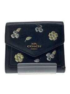 COACH◆3つ折り財布/レザー/BLK/総柄/レディース