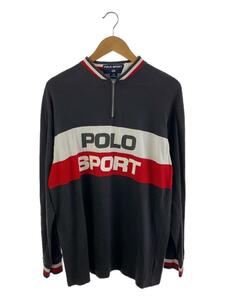 POLO SPORT◆ハーフジップ/ロンT/長袖Tシャツ/L/コットン/GRY/プリント