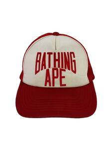 A BATHING APE◆キャップ/ロゴプリント/メッシュ/FREE/ポリエステル/RED/メンズ