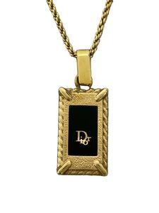 Christian Dior◆ネックレス/ロゴプレート/GLD/トップ有/レディース