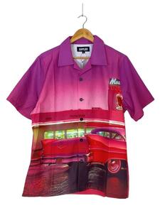 SUPPLIER◆RETRO GRADATION SHIRT/オープンカラーシャツ/半袖シャツ/M/ポリエステル/ピンク
