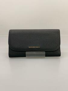 BURBERRY◆長財布/レザー/BLK/メンズ