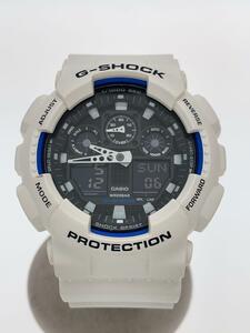 CASIO◆クォーツ腕時計・G-SHOCK/デジアナ/ラバー/WHT/WHT/SS