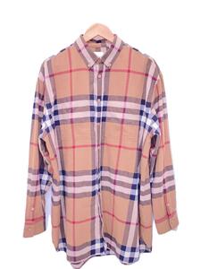 BURBERRY◆バーバリーチェックシャツ/長袖シャツ/L/コットン/キャメル/チェック