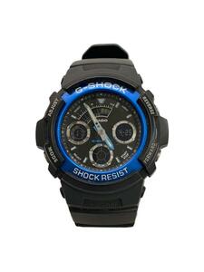 CASIO◆クォーツ腕時計・G-SHOCK/デジアナ/ラバー/BLK/BLK//