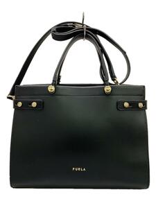 FURLA◆トートバッグ/レザー/BLK/無地