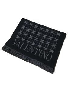 VALENTINO◆VALENTINO/ヴァレンティノ/ストール/ウール/BLK/千鳥格子/メンズ///