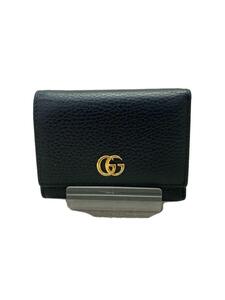 GUCCI◆3ツ折サイフ_GGマーモント/レザー/BLK/レディース