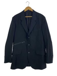 yohji yamamoto POUR HOMME◆21AW/右空きファスナー/テーラードジャケット/3/ウール/BLK/HX-J13-100