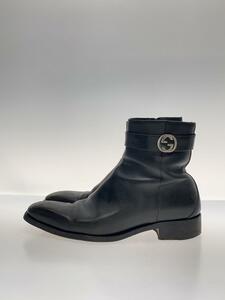 GUCCI◆ブーツ/39.5/BLK/レザー/114415/インタ^ロッキング