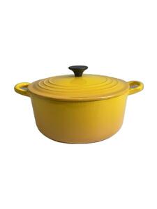 LE CREUSET◆ココット・ロンド/3.3l/鍋/サイズ:22cm/イエロー/2501-22