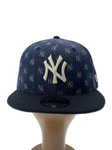 NEW ERA◆YANKEES/ジャガード/キャップ/S/ポリエステル/NVY/総柄/メンズ