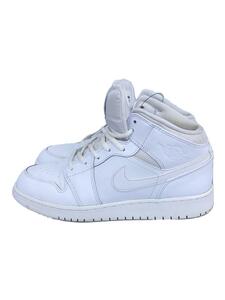 NIKE◆AIR JORDAN 1 MID GS/エアジョーダンミッド/ホワイト/554725-110/24.5cm/WHT