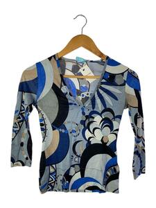 EMILIO PUCCI*ITALY made / sweater ( thin )/36/ wool /BLU/ total pattern /76kr34
