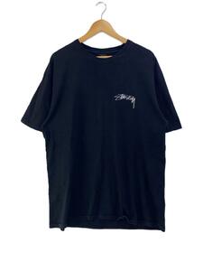 STUSSY◆Dot Pigment Dyed Tee/Tシャツ/L/コットン/BLK/プリント