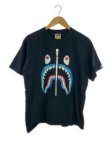 A BATHING APE◆HONEYCOMB CAMO SHARK T/Tシャツ/L/コットン/BLK/シャーク/001tej301042m