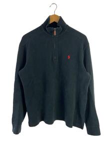 POLO RALPH LAUREN◆セーター(厚手)/M/コットン/ブラック/無地/ハーフジップニット///