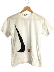 PLAY COMME des GARCONS◆Tシャツ/S/コットン/WHT/AE-T402