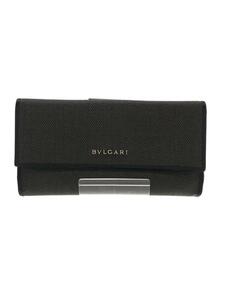 BVLGARI◆ラウンドファスナ-/長財布/グレー/PVC/レザー/メンズ/32589