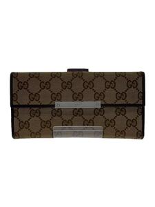 GUCCI◆長サイフ_GGキャンバス/キャンバス/BRW/レディース