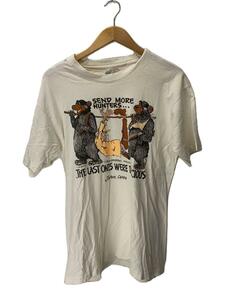 FRUIT OF THE LOOM◆90S/カナダ製/DARK JOKING BEARS/Tシャツ/L/コットン/WHT/汚れ、ダメージ有