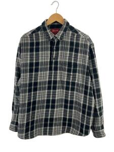 Supreme◆pullover plaid flannel shirt/長袖シャツ/M/コットン/GRY/チェック