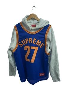 Supreme◆21SS/Basketball Jersey Hooded Sweatshirt/パーカー/M/コットン/GRY//