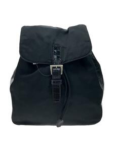 PRADA* rucksack / nylon /BLK/ flap stop part * shapeless wrinkle part scrub * crack have 